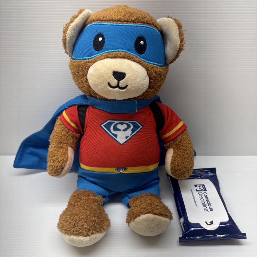Conscious Discipline Booger Bear Jaden Superhero Plush 12" w/ Accessories